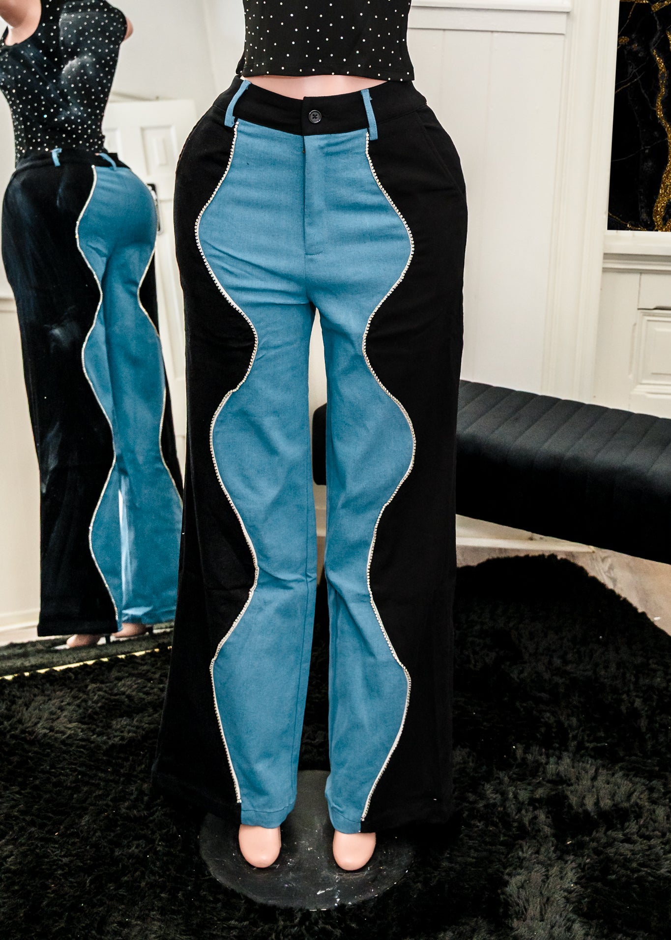 Pantalón Bicolor Azul y Negro