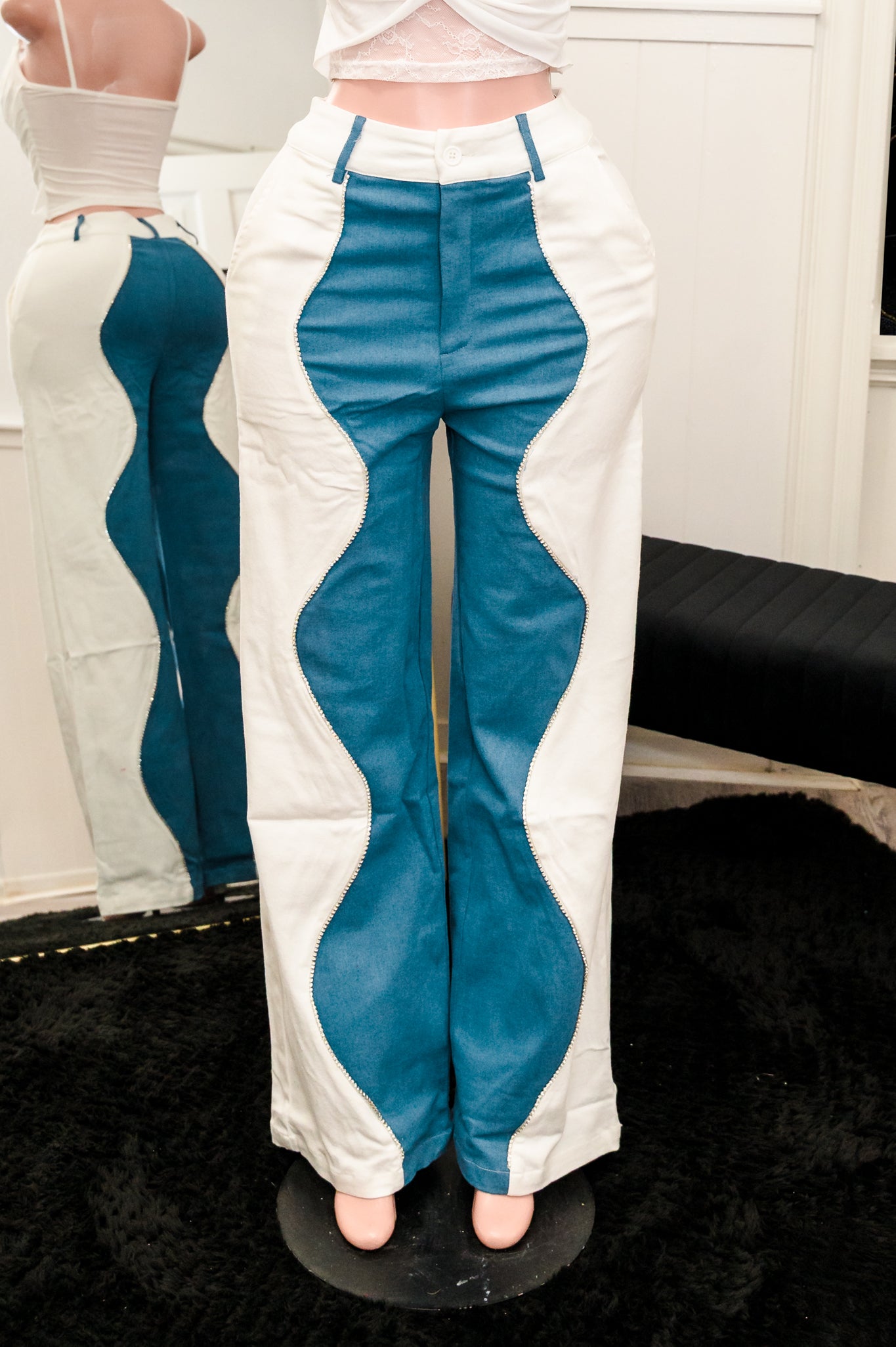 Pantalón Bicolor Blanco y Azul