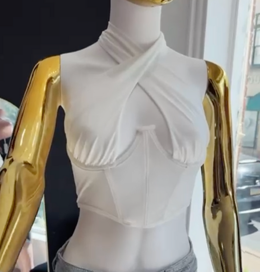 Top bustier halter cruzado