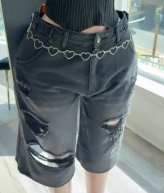 Bermuda denim negra destroyed