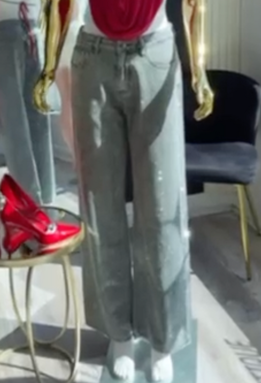 Jeans Plateados “Shine Effect”