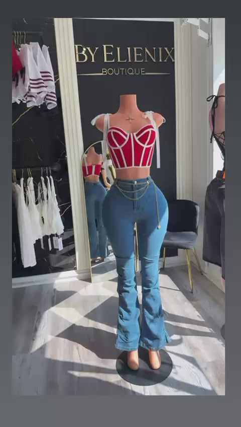 Jeans flare tiro alto “Blue Sculpt”